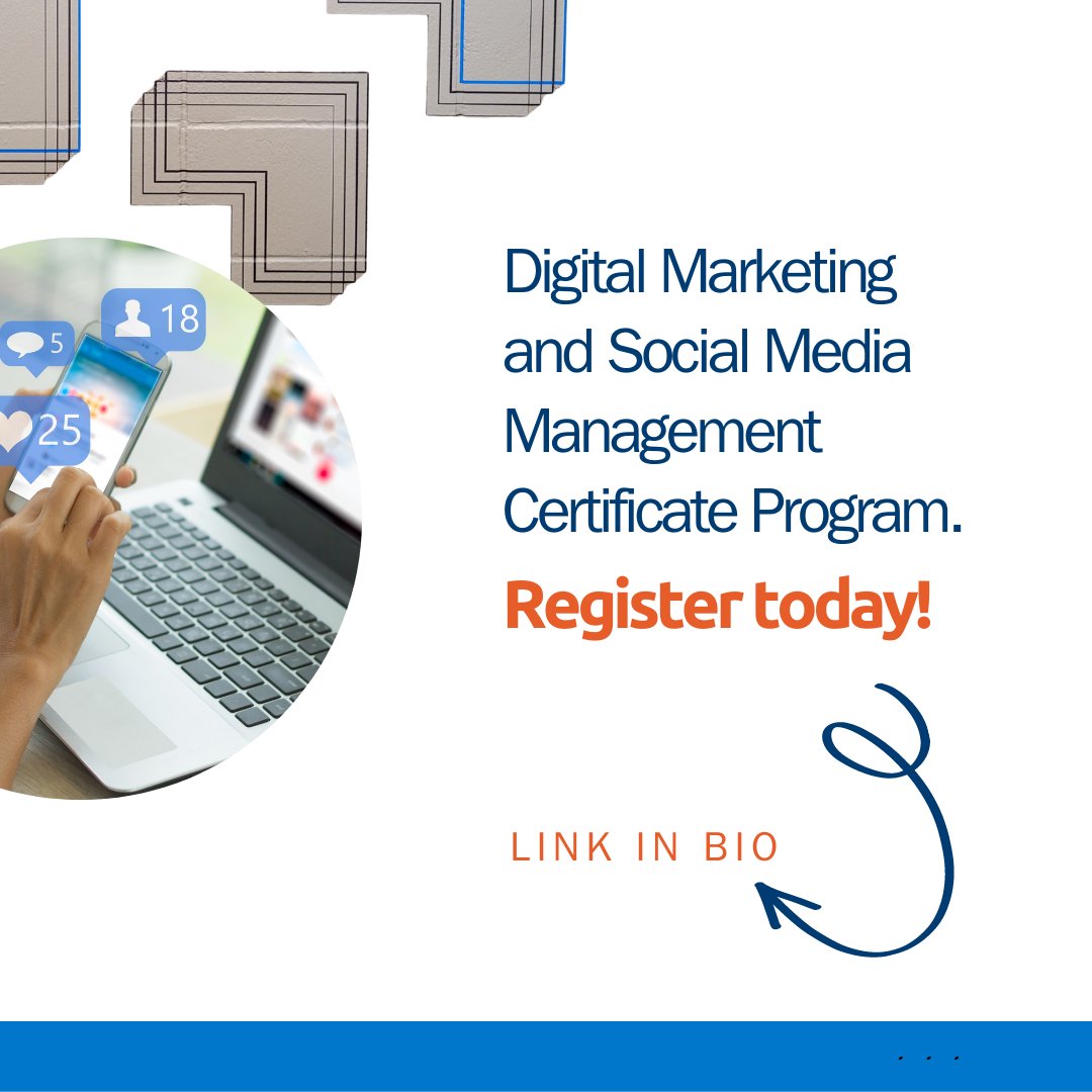Take our three-course Digital Marketing and Social Media Management Certificate Program and learn how to implement a winning social media strategy that generates a strong ROI for your organization. Set yourself up for success and register today! ✅🔗ontariotechu.ca/programs/conti…