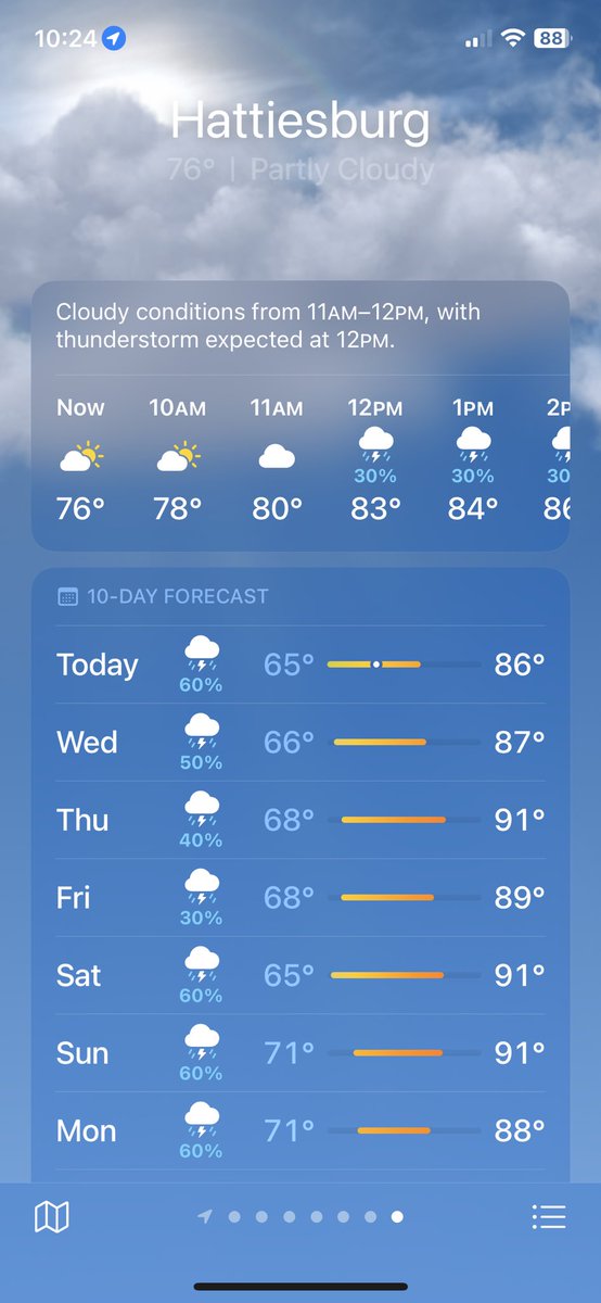 benmckee14's tweet photo. weather forecast for Hattiesburg this weekend looks great https://t.co/nU0vQS3ipn
