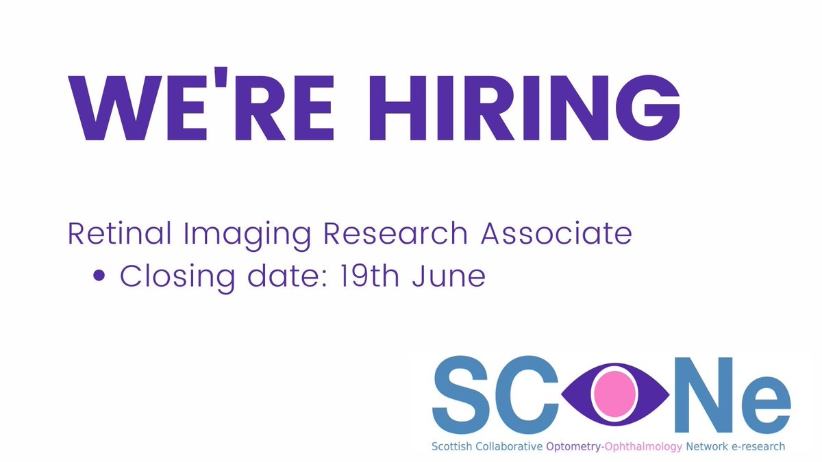 Closing date for the Retinal Imaging Research Associate job is approaching fast. 

If you would like to apply for this  opportunity, make sure to do so before 11:59pm on 19th June

Find out more here:
elxw.fa.em3.oraclecloud.com/hcmUI/Candidat…