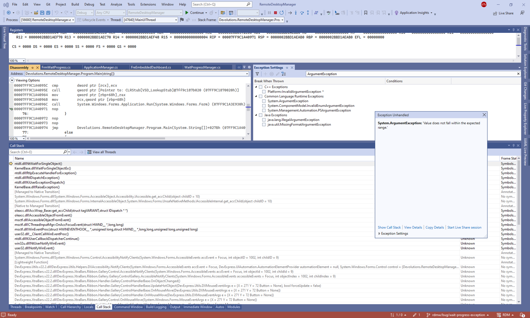 Marc andr moreau on twitter do the vs debugger exception settings