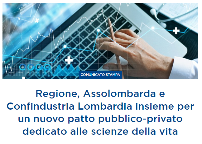 Un nuovo patto pubblico-privato fra Assolombarda, <a href="/RegLombardia/">Regione Lombardia</a> e <a href="/ConfindustriaL/">Confindustria Lombardia</a> per lo sviluppo del Sistema Sanitario Regionale, a favore della qualità delle cure e dell’assistenza in #Lombardia con l’obiettivo di favorire la #ricerca, la crescita dell’ecosistema della #salute