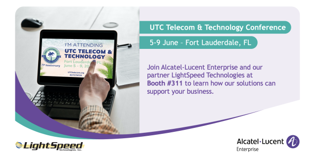 Proudly joining our business partners LightSpeed Technologies, we are exhibiting at the 2023 UTC Telecom &amp; Technology Conference, June 5–9 in Fort Lauderdale, FL. Stop by booth 311 to speak with our experts! #WhereEverythingConnects #UTC23 bit.ly/3WP4ETz