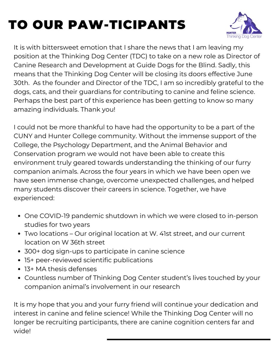 Thinking Dog Center at Hunter College tweet media