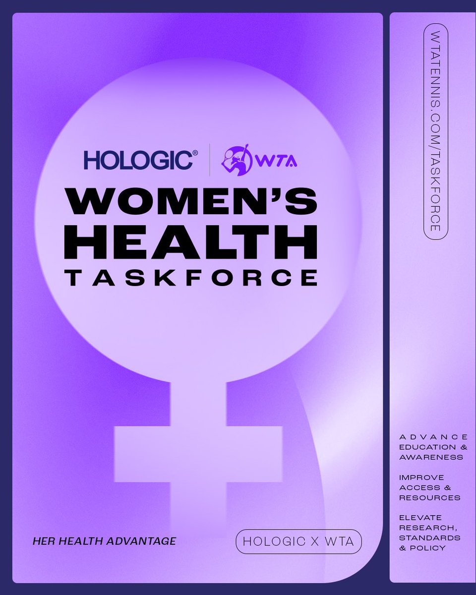 Leading women’s health into the future, together 💜 Proudly announcing my commitment to the Hologic’s Women’s Health Taskforce; a partnership between the WTA Performance Health Team and @Hologic  
#HOLOGICxWTA #HerHealthAdvantage