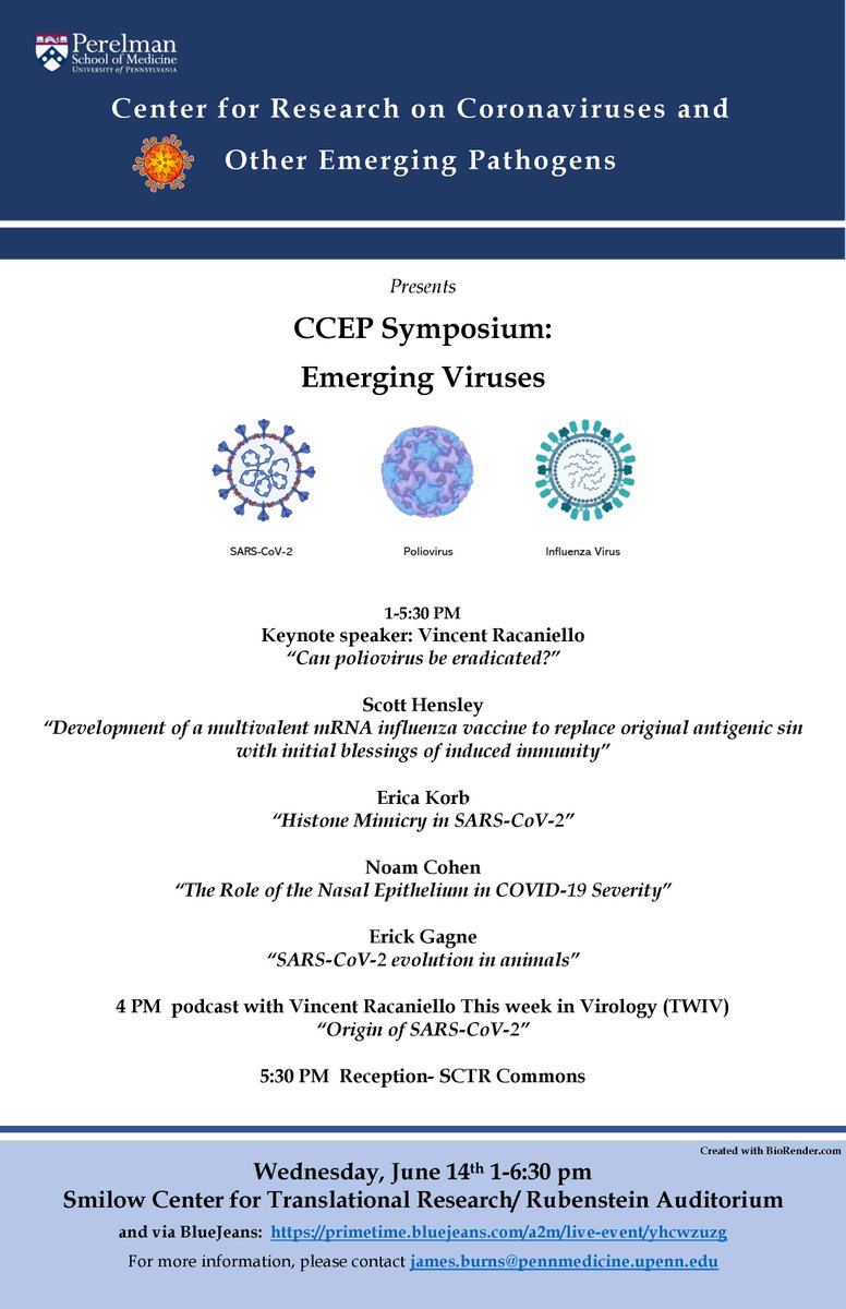 We are one week away! Please join us for the Symposium on Emerging Viruses June 14 hosted by the Penn Center for Research on Coronaviruses and Other Emerging Pathogens. Check it out!