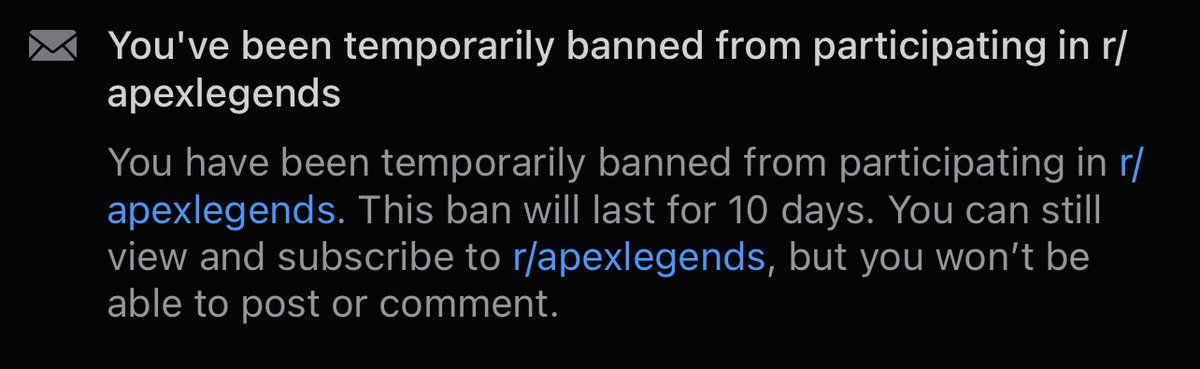 RawApexGames's tweet photo. Mods of /r/apexlegends are controller players! jk 🤣 but we’re also temporarily banned https://t.co/180jV8GOsn