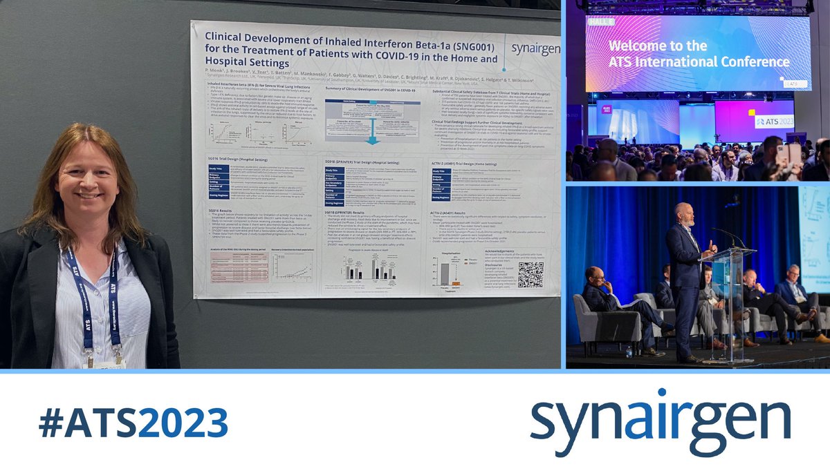 Synairgen (@synairgenplc) on Twitter photo For #Media #investors 
Missed us at the ATS Respiratory Innovation Summit and our poster presented by VP Non-Clinical Operations, Victoria Tear, at #ATS2023? The poster is available on our website rb.gy/idj4x For #Media #investors 
Missed us at the ATS Respiratory Innovation Summit and our poster presented by VP Non-Clinical Operations, Victoria Tear, at #ATS2023? The poster is available on our website rb.gy/idj4x