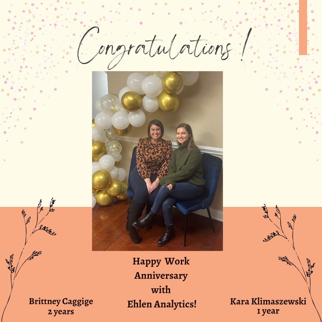 ehlen_analytics's tweet photo. Congratulations to Brittney &amp; Kara for completing milestones at our agency. We are so thankful to have you apart of the team! 🥳
#DigitalMarketing #digitalmarketingagency https://t.co/1Z54e8cTbN