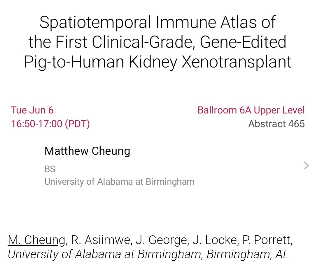 If you're still at #ATC2023SanDiego, come check out my talk this afternoon characterizing the human immune response to a pig-to-human kidney xenotransplant in a brain-dead decedent model