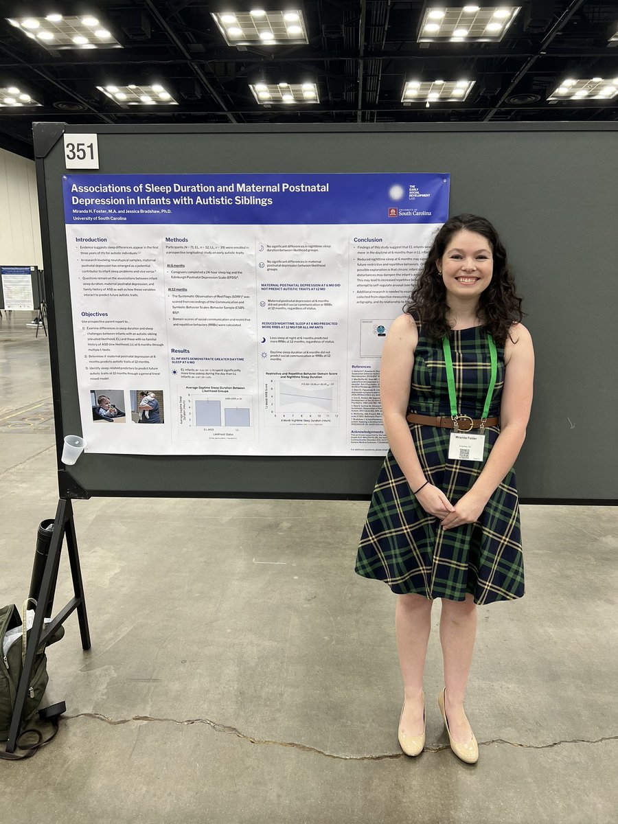 cooleyam's tweet image. Make sure to stop by poster no. 351 at noon today so that Miranda can tell you all about the findings from her study on #sleepduration and maternal #postnataldepression in infants with #autistic siblings! #SLEEP2023