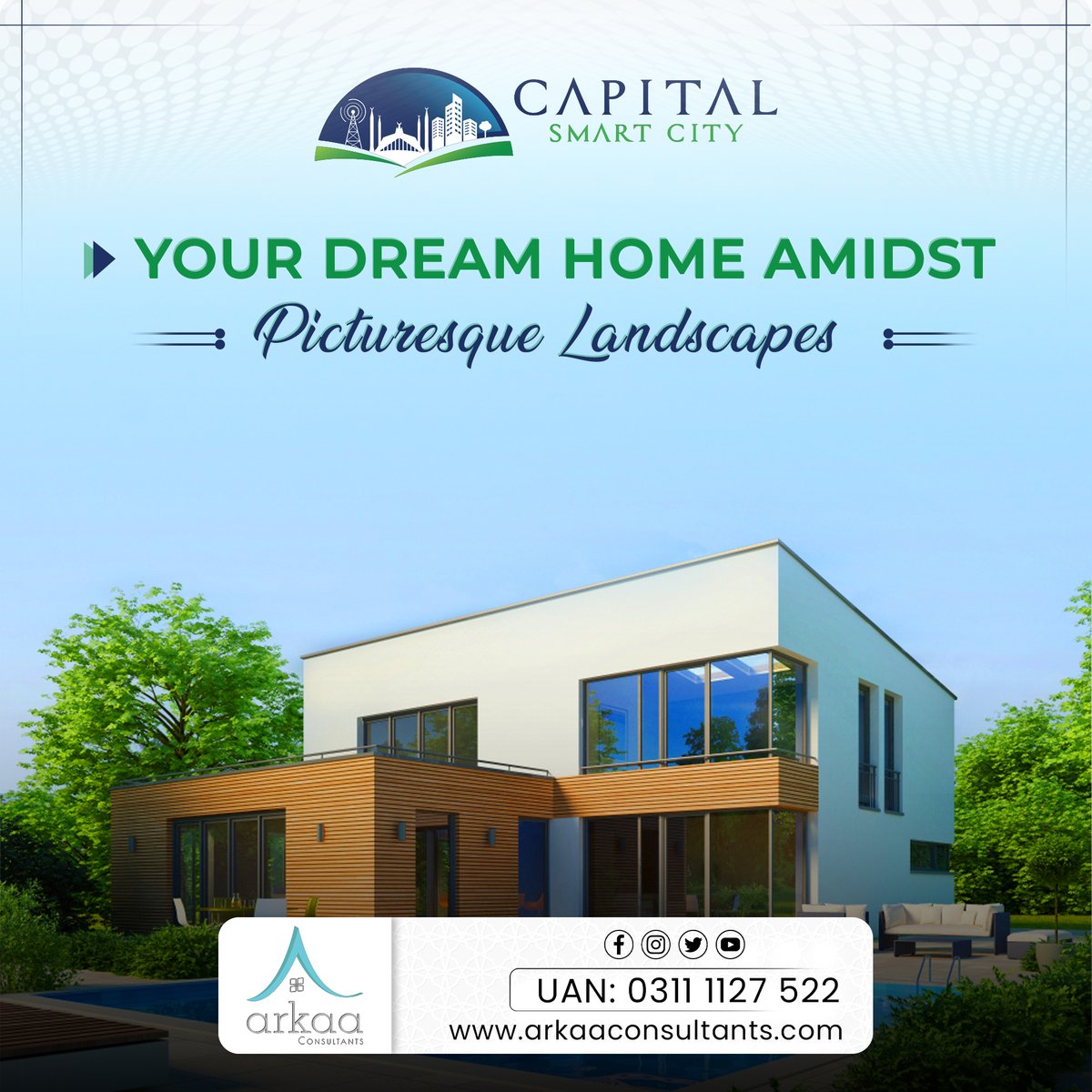 Imagine your dream home nestled amidst picturesque landscapes at CSC.

#capitalsmartcity #arkaaconsultants #smartinterchange #SmartCities #CSC #experiencethedifference #csc #islamabad #investment #CapitalSmartCityIslamabad #dreamhomegoals #picturesqueview #amazinglandscapes