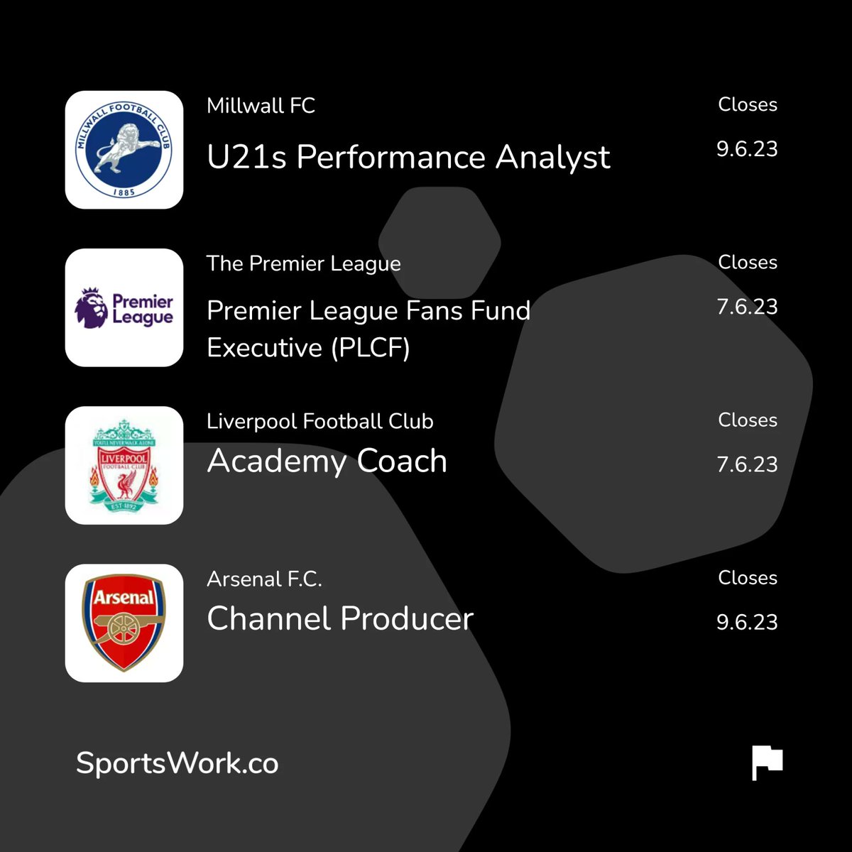 ⚽ Jobs in Football ⚽

Check out these jobs & many more on our website.

🔗 sportswork.co/sport/football

#sportswork #sportsjobs #workinsport #football