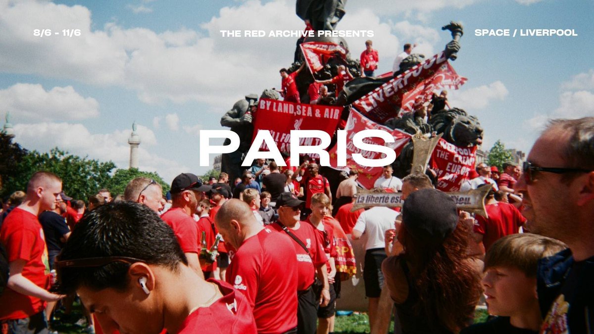 This Thursday-Sunday, @the_red_archive &amp; @emmacasephotography present The Story of Paris at <a href="/SpaceLiverpool_/">Space Liverpool</a> 

An exhibition of photographs taken by Liverpool fans, documenting the 2022 Champions League Final in Paris.

Thursday 8th - Sunday 11th June
Space Liverpool
L8 5RE