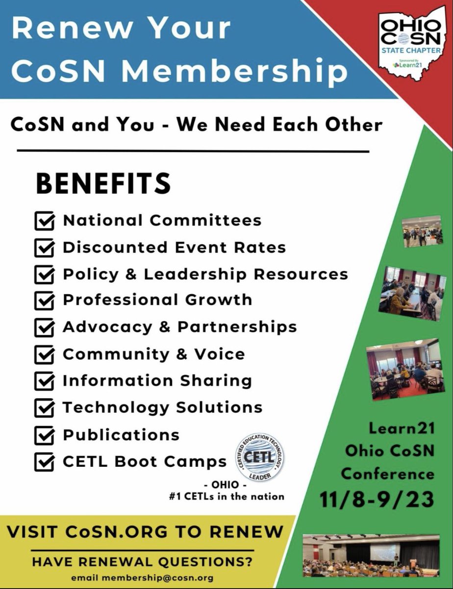 Summer Reminder: Renew your @CoSN / #OhioCoSN membership:

cosn.org/about/cosn-mem…