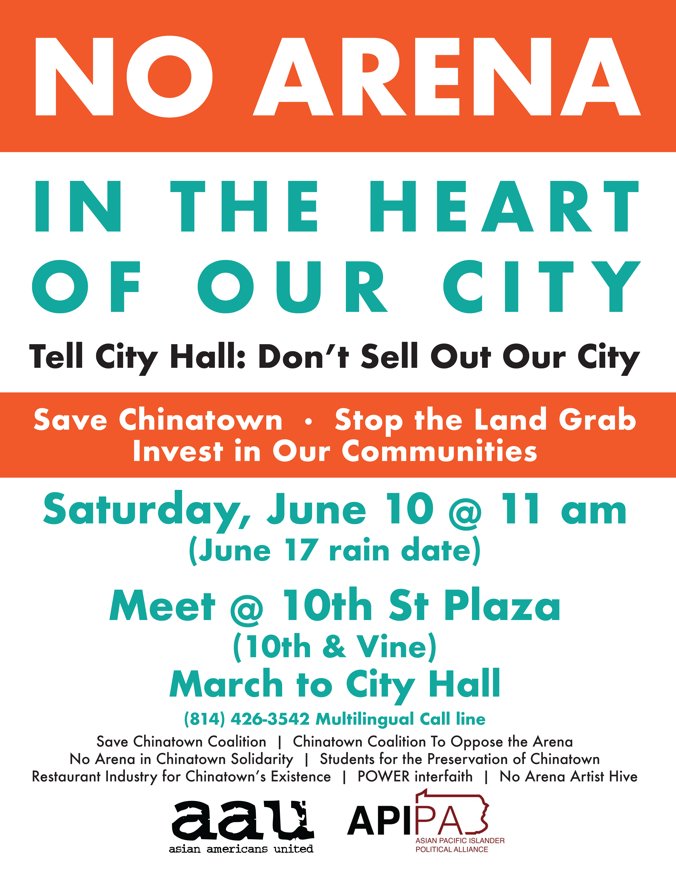 KendraPHL's tweet photo. Chinatown has survived for 150 years because the community, along with organizations like @apipennsylvania and @AsAmUnited, fought to be here. Chinatown is one of the few remaining communities of color and low-income communities in Center City, and they are here to stay. https://t.co/F0IbPeHPHl
