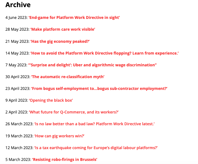 We've had a few requests for an archive of all the Gig Economy Project newsletters. We have obliged: braveneweurope.com/gig-economy-pr…

#GigEconomy #PlatformWork #GigWork #Unions #Platforms #Riders #Drivers #Work #PlatformCapitalism #Uber #UberFiles #UberEats #Europe #PlatformWorkDirective