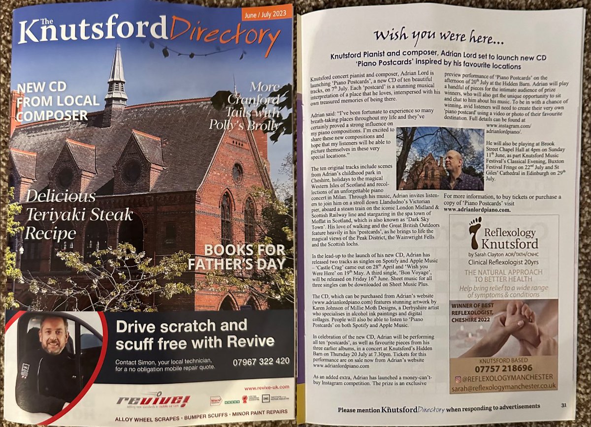 Adrian Lord Piano (@adrianlordpiano) on Twitter photo Look out for this months Knutsford Directory <a href="/Knutsforddirect/">Knutsford Directory</a> - especially page 31! Learn about my new Piano Postcards album and special launch concerts in #Knutsford, #Buxton - I look forward to seeing you there! 🎹
Pre-orders & concert tickets from:
adrianlordpiano.com/links Look out for this months Knutsford Directory <a href="/Knutsforddirect/">Knutsford Directory</a> - especially page 31! Learn about my new Piano Postcards album and special launch concerts in #Knutsford, #Buxton - I look forward to seeing you there! 🎹
Pre-orders & concert tickets from:
adrianlordpiano.com/links