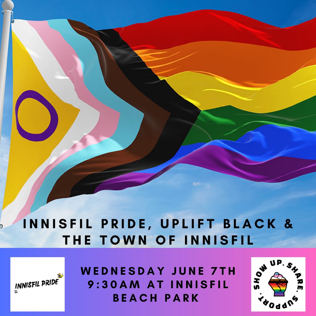 innisfilpride's tweet photo. Hey folks,

We invite everyone to attend our permanent flag raising at #innisfilbeachpark Wednesday June 7th at 9:30am alongside Innisfil Pride, @UPliftBlackOrg @townofinnisfil council, @SouthSimcoePS and first responders.

We look forward to seeing you there 🖤❤️🧡 https://t.co/94bnOmLm1F