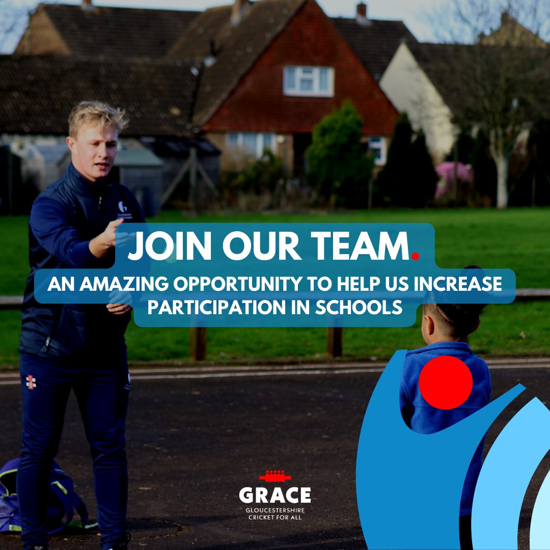 Come and join our wonderful team in a role full of fun and fulfilment😃

You'll be inspiring the next generation of young people to pick up a bat and ball🏏

Apply now👉 tinyurl.com/4dv45ph9

#JobsinSport #Cricket #GRACEGlos #Gloucestershire #Bristol #Wearehiring #Joinourteam