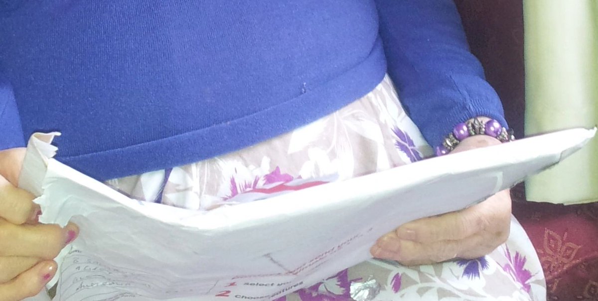 Getting parcels through the post was a joy for Mum. Parcels filled with interesting items - something to touch, something to read, something to admire. I liked to make it an exciting #meaningfulactivity for her when in the #carehome.