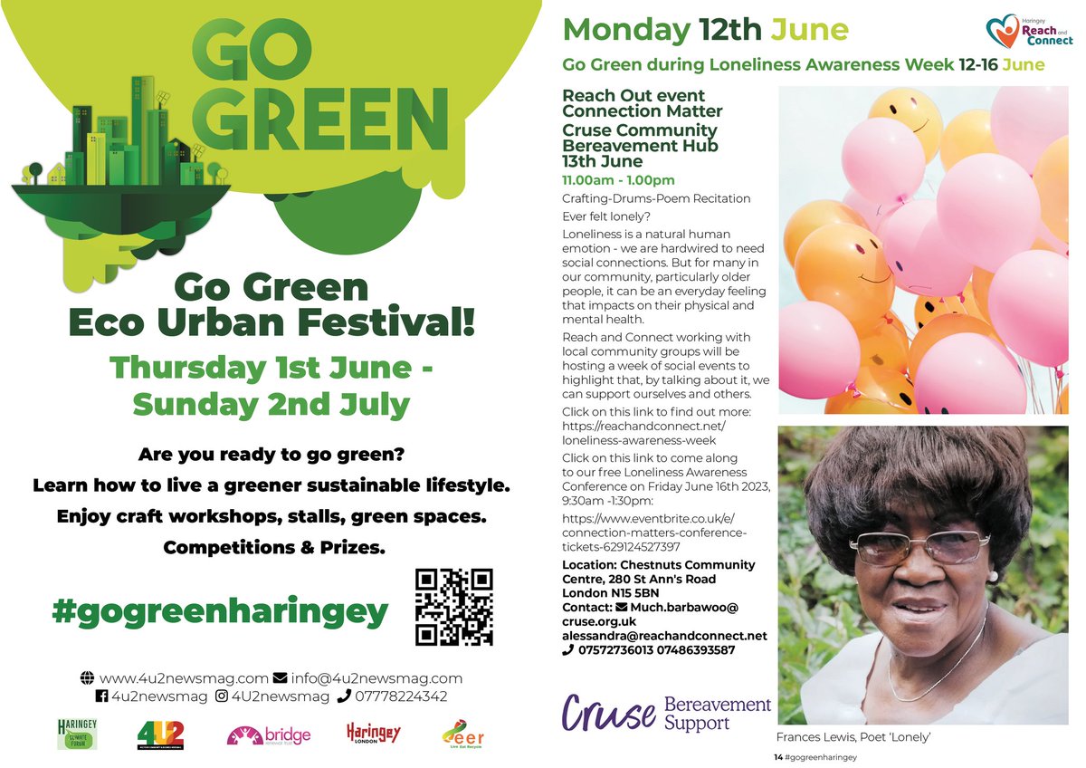 #gogreen during loneliness awareness week! 
<a href="/chestnutscomm/">Chestnuts Community </a> centre with Cruse Community Bereavement Hub 11am-1pm
#gogreenharingey eco urban festival 
#tottenham #Sustainability
