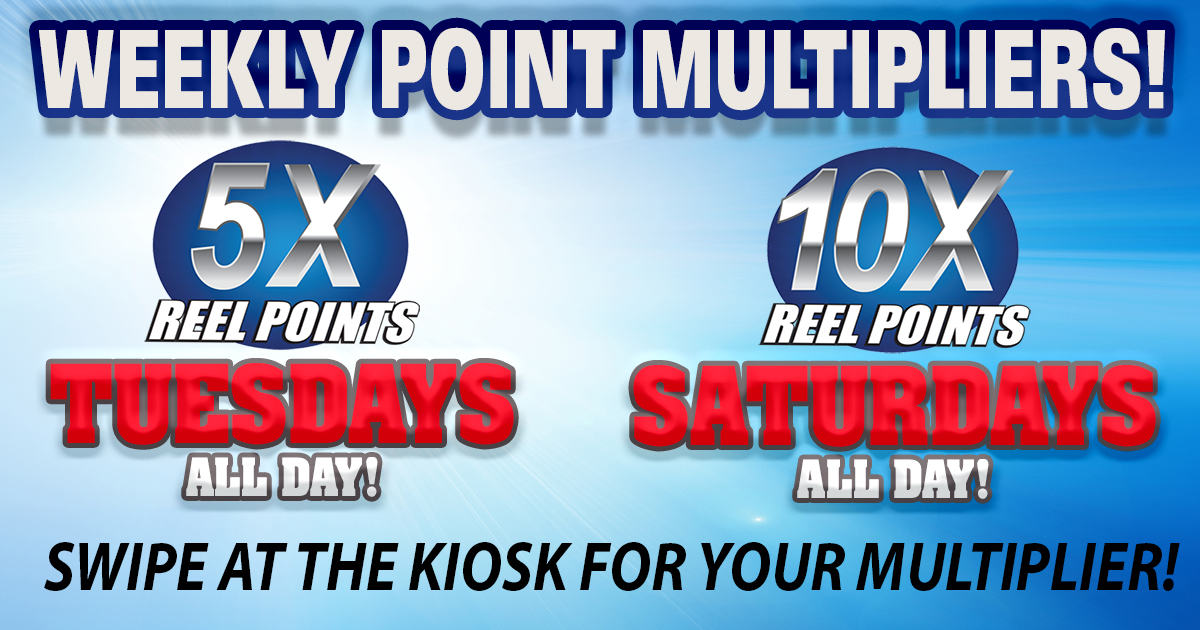 5X Reel Points on Tuesday & 10X Reel Points on Saturday! Swipe at the kiosk All Day! 🎰🤑👍
*
*
*
#GoldDustWest #Downtown #Reno #Nevada #Gaming #Casino #Food #Instagram #Lights #Nightlife
#Casinolife #RenoTahoe #Entertainment #Housefulloffriends