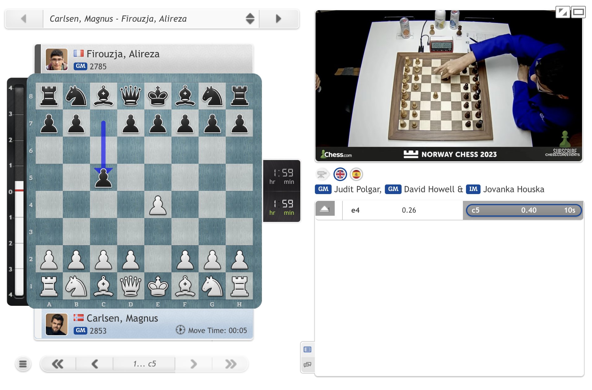 chess24.com on X: And we have a Sicilian in Carlsen-Firouzja!   #NorwayChess #c24live  / X