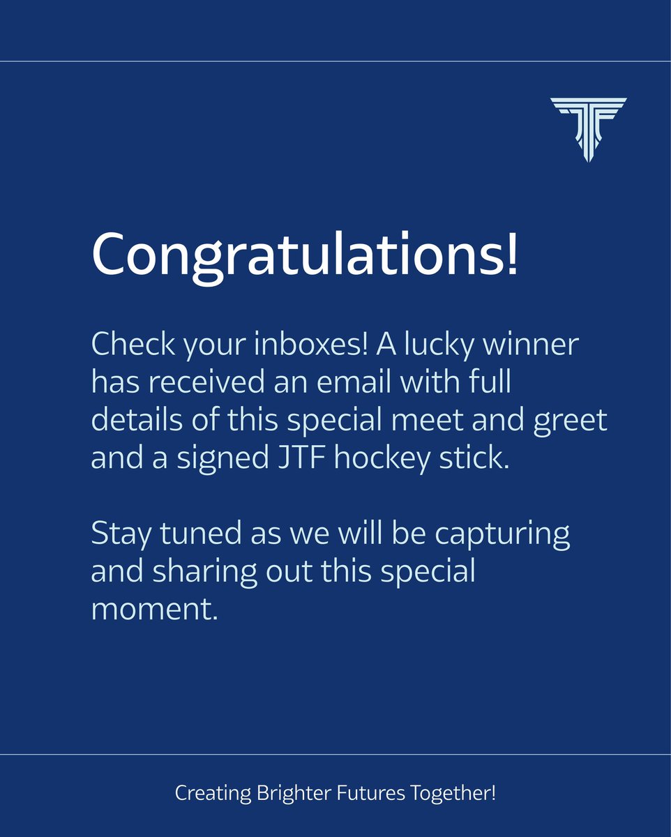 Thank you to all who donated for a chance to win a meet &amp; greet! 

With your help, we raised over $4,000 during the playoffs!

Check your inboxes! A lucky winner has received an email with full details of this special meet and greet and a signed JTF hockey stick.

#johntavares