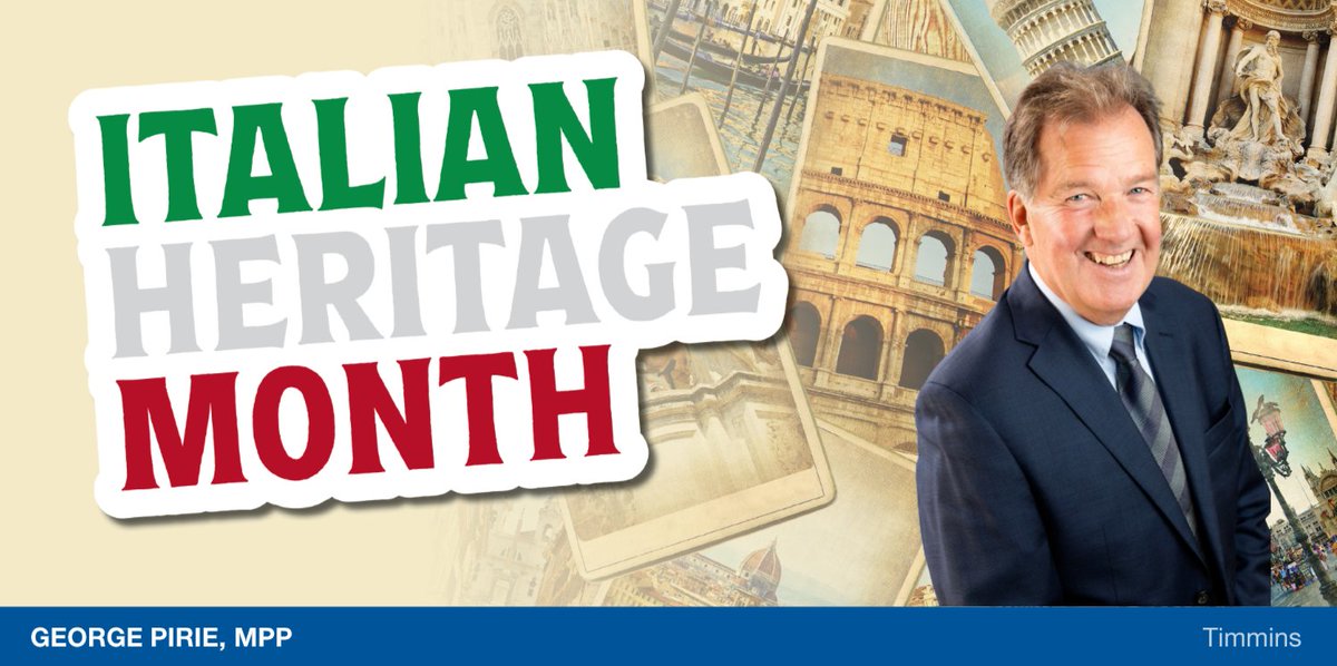 Happy #ItalianHeritageMonth! From food to fashion, literature to music, and more, Italians in #Timmins and across Ontario have enriched our province’s culture in countless ways. Let's celebrate their legacy this #ItalianHeritageMonth.