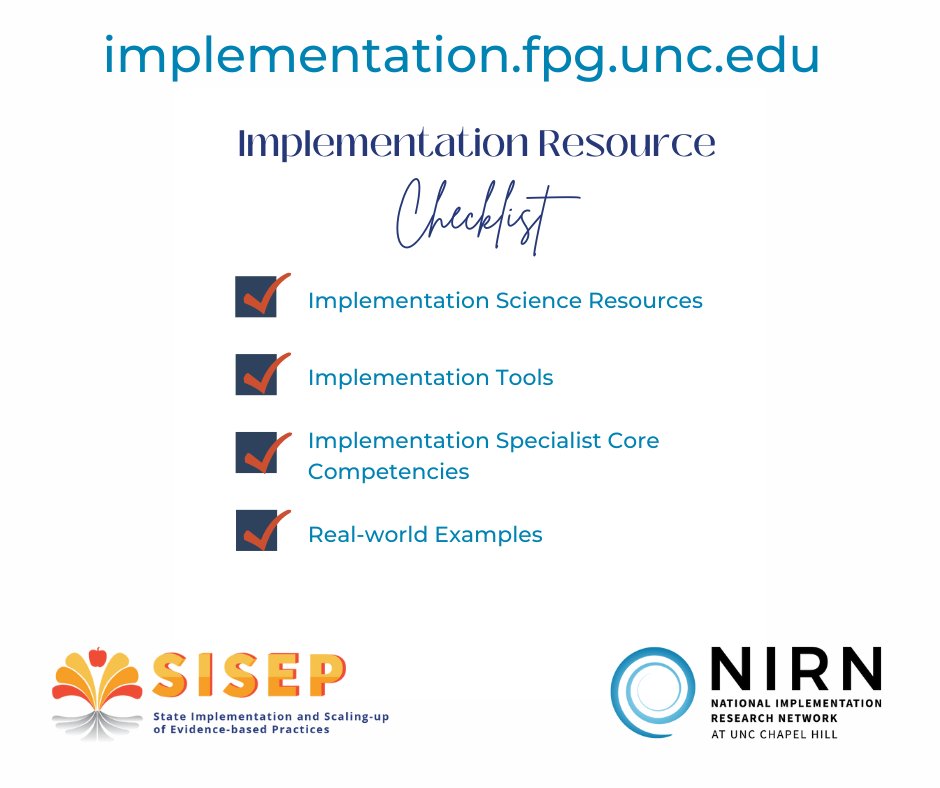 The AI Hub is your one-stop shop for #ImpPractice resources, examples, and tools.  The New AI Hub allows you to explore the Active Implementation Frameworks and the Implementation Support Practitioner Core Competencies.

Learn more by visiting: implementation.fpg.unc.edu