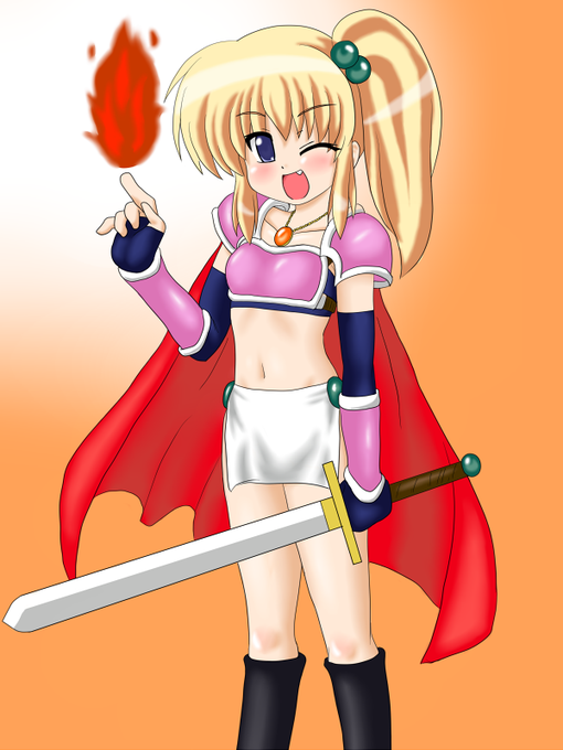 【絵】
■やえばを二次元女体化すると『服は女戦士の服で、つり目で金髪のセミロングのサイドポニーで八重歯で純粋無垢な感じのキャラ』のようだ

大昔に診断メーカーで作った初代やえばちゃんを13年ぶりに少しリメイクを加えて描いてみました、かわいくなったカナ?
←2010   →2023 https://t.co/Eu5eFOphyo