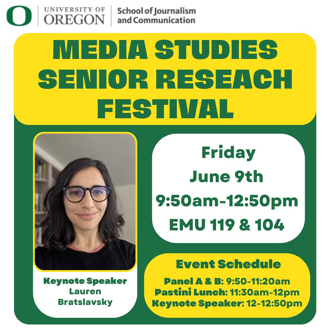 UOmediastudies's tweet photo. We hope you can join us this Friday! https://t.co/5tVuPo5Cmm