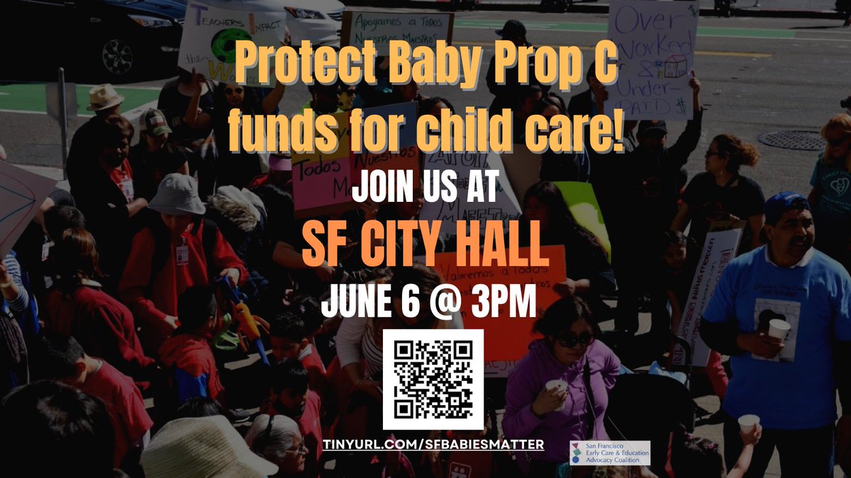 JOIN US AT SF CITY HALL @ 3PM! <a href="/sfececoalition/">SF ECE Advocacy Coalition</a> 
We will be giving public comment to protect baby Prop C funds for children,  families, and teachers in the city's budget!