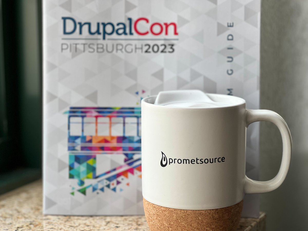 prometsource's tweet image. Ready for a coffee boost? ☕️
Drop by booth no. 329 at DrupalCon and snag a free mug and tumbler. Show off your drink and enter to win a limited edition DrupalCon 2023 hoodie. Simply post a pic using #MyDrupalCon2023 and tag us.
#DrupalCon2023 #DrupalConPittsburgh