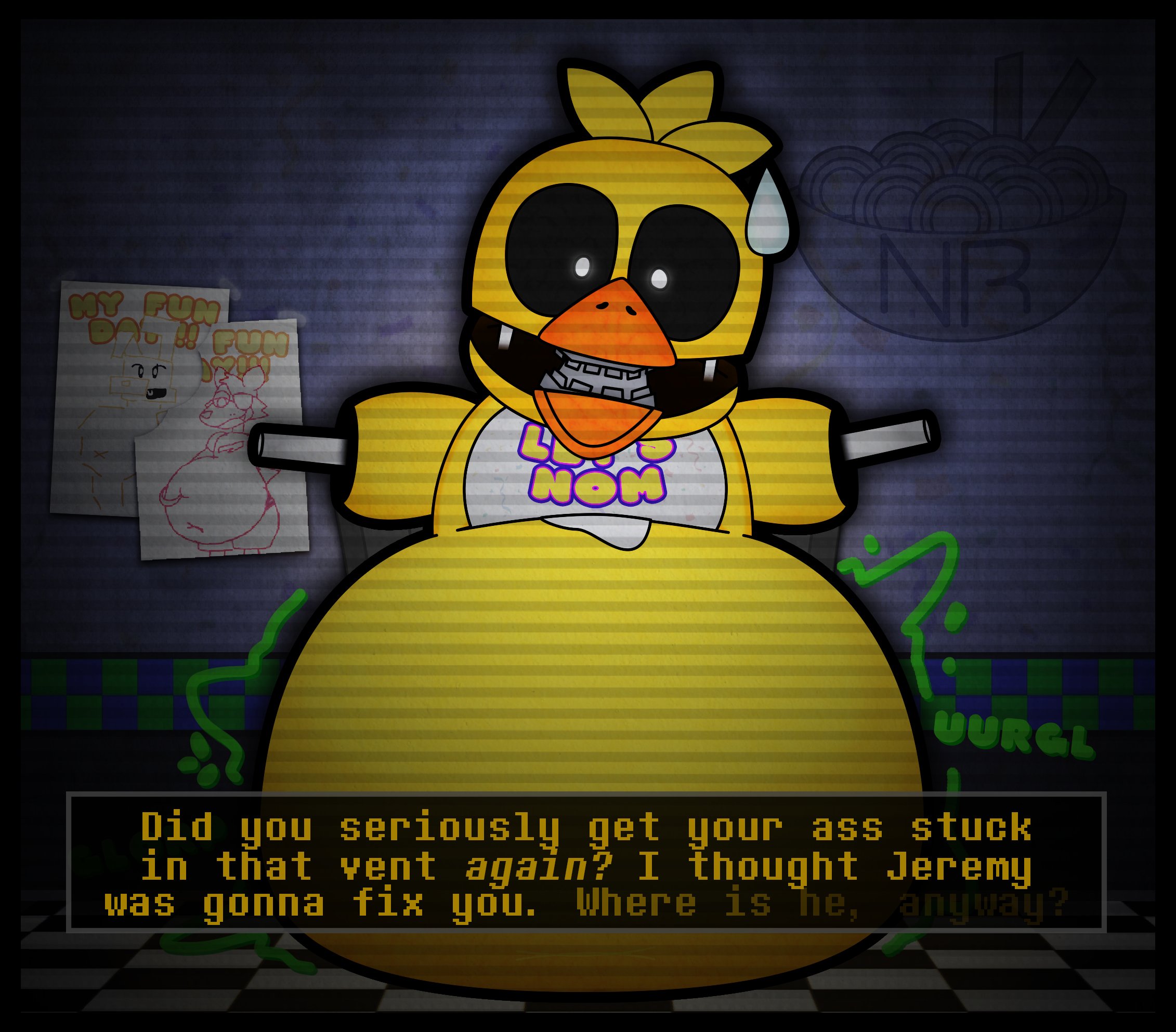 Withered chica gets stuck in a vent 