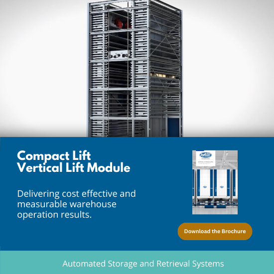 The Compact Lift is a sturdy vertical lift module asset that will increase warehouse operation efficiency for many years. Get the brochure here hubs.ly/Q01P_qjy0 #VLM #verticalstorage #automatedstoragesystems