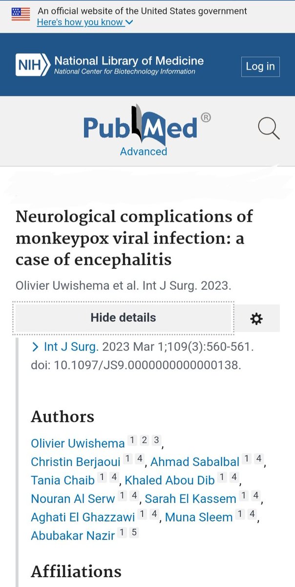 Published in a Q1 Journal (Impact Factor: 13.4)

Our article is titled ' Neurological complications of #monkeypox viral infection: a case of encephalitis ' 

For more research opportunities, please feel free to join OHMO's official Telegram channel: t.me/OliHealthMagaz……