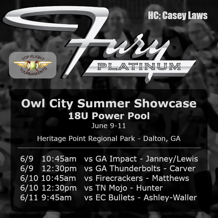 GA Fury Platinum Laws (@fury_platinum_l) on Twitter photo Showcase season starts for us this Friday at Owl City. The Power Pool is stacked! Here we go! <a href="/FuryPlatinum/">FuryPlatinumSoftballClub</a> #platinumproud Showcase season starts for us this Friday at Owl City. The Power Pool is stacked! Here we go! <a href="/FuryPlatinum/">FuryPlatinumSoftballClub</a> #platinumproud
