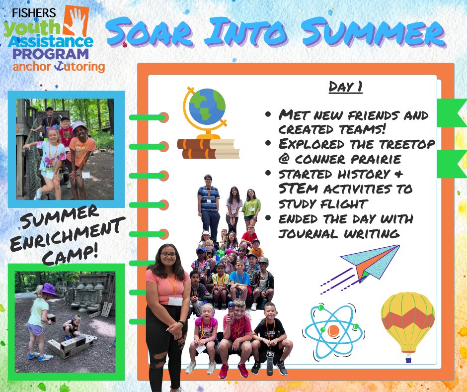 FishersYAP's tweet photo. Day 1 Soar into Summer was a huge success! Incoming 2nd &amp; 3rd graders from @HSESchools explored history and STEM through the study of flight @ConnerPrairie Follow us along for our week of fun! Thank you @SCEBecky for leading the week!

#ExploreCP #summerlearningisfun https://t.co/J5AMMNbwHT
