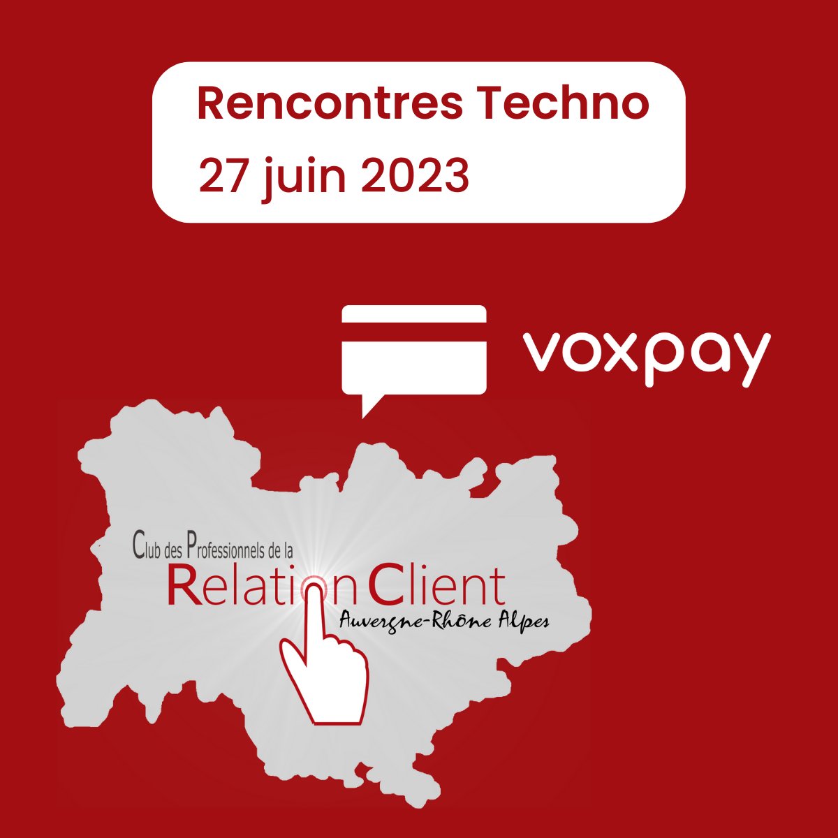 VoxPayment's tweet image. Le 27 juin 2023, Voxpay participera aux Rencontres Techno, un évènement organisé à Lyon par le CPRC Auvergne Rhône-Alpes ! Cette matinée est dédiée aux nouvelles technologies dans la relation clients. 💻📱

#event #relationclients #technologies #fintech