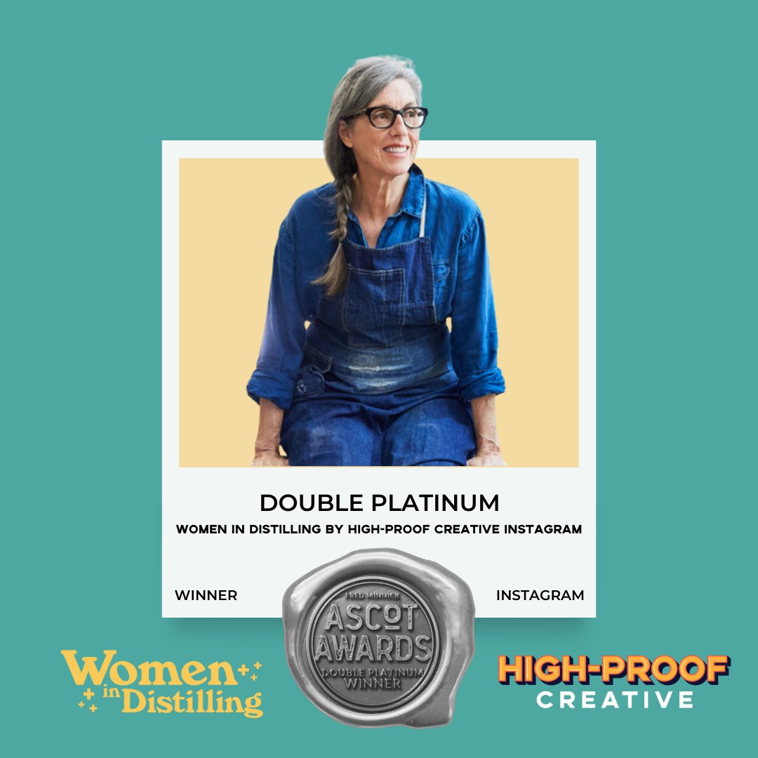 Our goal was always to highlight the talented women and marginalized people in the craft spirits industry through #WomeninDistilling. We’re so thrilled by how much our community has grown and proud to accept a Double Platinum from the @ascotawards for our Instagram account. 🏆