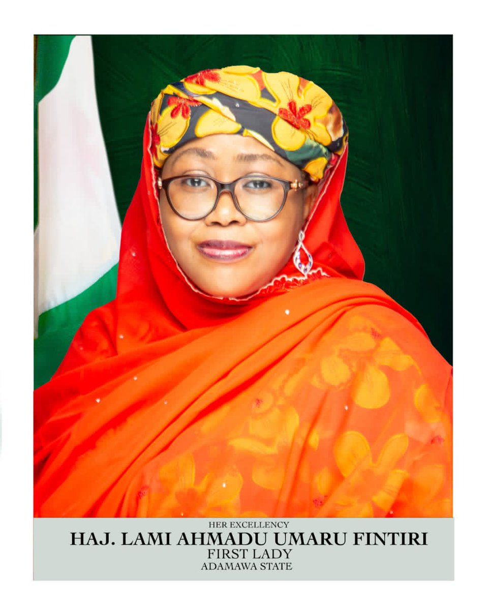 AdamawaO's tweet photo. As we unveil this portrait, let us all take a moment to reflect on the tremendous impacts that Hajiya Lami Ahmadu Fintiri has made in our state.

She has served as a true leader and role model, and we are honoured to have her as our first lady.

By 𝐈𝐬𝐡𝐚𝐲𝐚 𝐁𝐢𝐭𝐫𝐮𝐬 https://t.co/KWyVLvXOjB