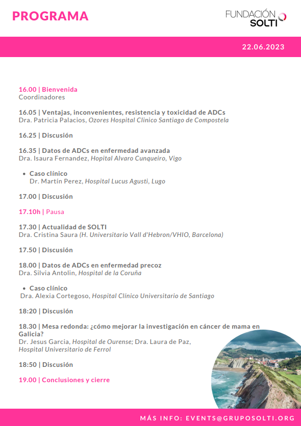 Si aun no lo has hecho, ¡resérvate el día 22 de junio para el OUTREACH GALICIA!

🗓️ 22 de junio
📍Hotel Exe Peregrino
🔗gruposolti.org/events/outreac…

<a href="/CristinaSaura3/">Cristina Saura</a> <a href="/imos_indo/">Rafael Lopez</a> <a href="/SanidadeXunta/">Consellería de Sanidade</a>
#oncología #investigación #cancerdemama #Galicia