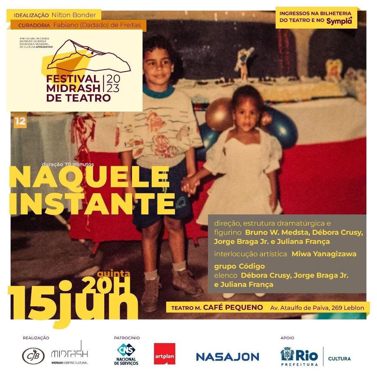 vi_smoura's tweet image. 15 de junho, às 20h, o espetáculo Naquele instante será apresentado no teatro Municipal Café Pequeno e a entrada é gratuita!  

É interativo, super divertido e tocante com histórias fantásticas 

Retirar ingresso pelo Sympla.   #GrupoCodigo #Teatro #Arte #Japeri #Leblon
