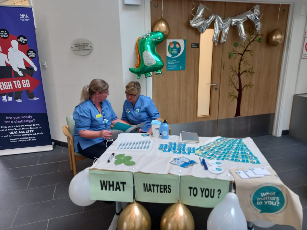 Celebrating 'What Matters To You' day in our West dun hscp health centres, thank you to DNs, Treatment Room and pharmacy staff for their support and cakes #WMTY23 @fionaWDhscp @wdhscp @NHSGGC @WMTYScot @BethCulshaw @Morag1974Morag @Rhonabags36yah1