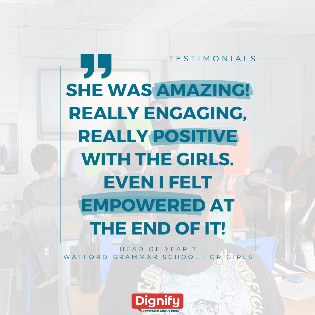 From creating workshops for Year 7 cohorts or leading presentations to Sixth Formers, Dignify is helping schools equip their students to be safe online and offline. Want to bring us into your schools? Send us a DM or check out the link in our bio for more information.