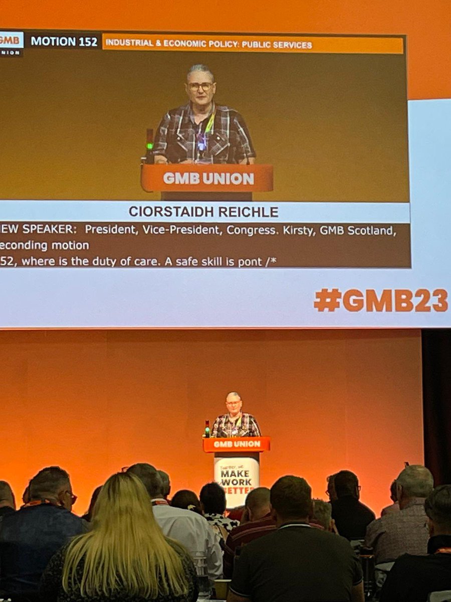 Our very own @MelanieMcC21 and @Ciorstaidh8 at @GMB_union Congress #GMB23 supporting NHS workers’ rights. @GMBScotOrg