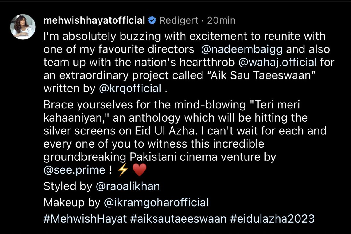 So proud!!♥️🌟

            WAHAJ x MEHWISH
 “Team up w/the nation’s heartthrob”🥺

#WahajAli • #MehwishHayat