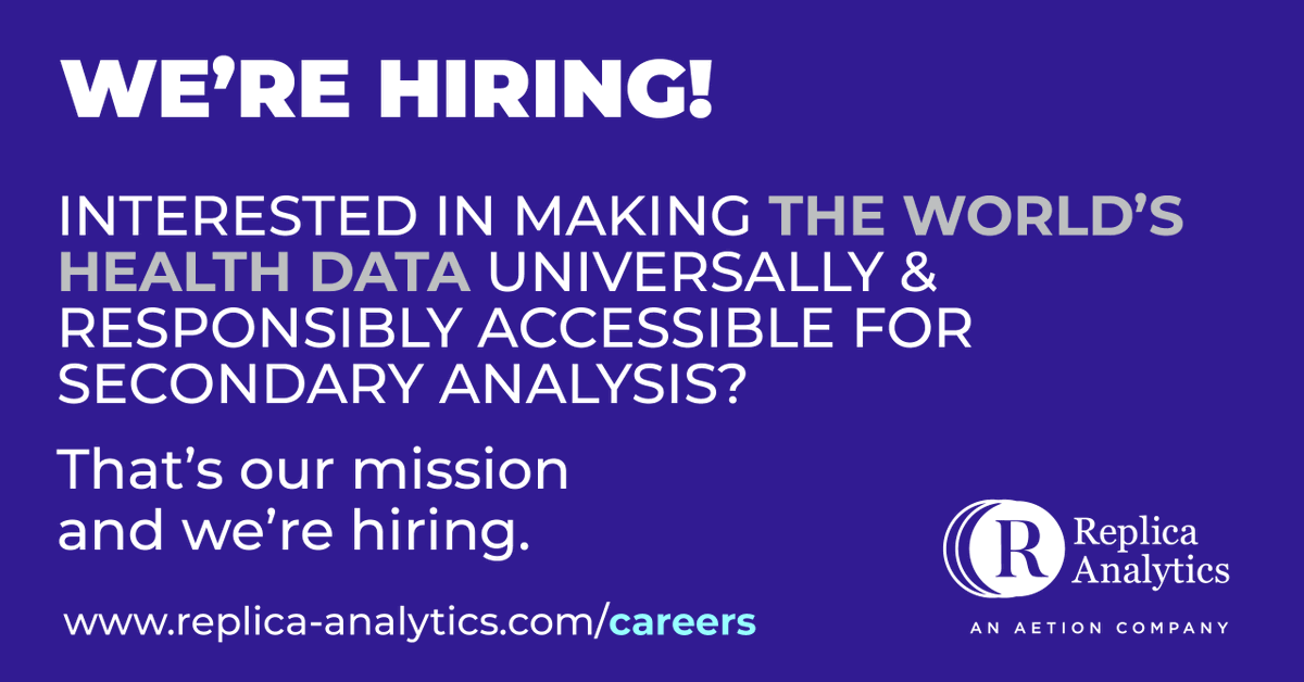 We are hiring a full stack developer to design and implement a next generation application for workflow execution of Replica Synthesis, our flagship product. #jobopportunity #hiring #job #fullstackengineer #data #healthcare #work bit.ly/3Ncr3Hh