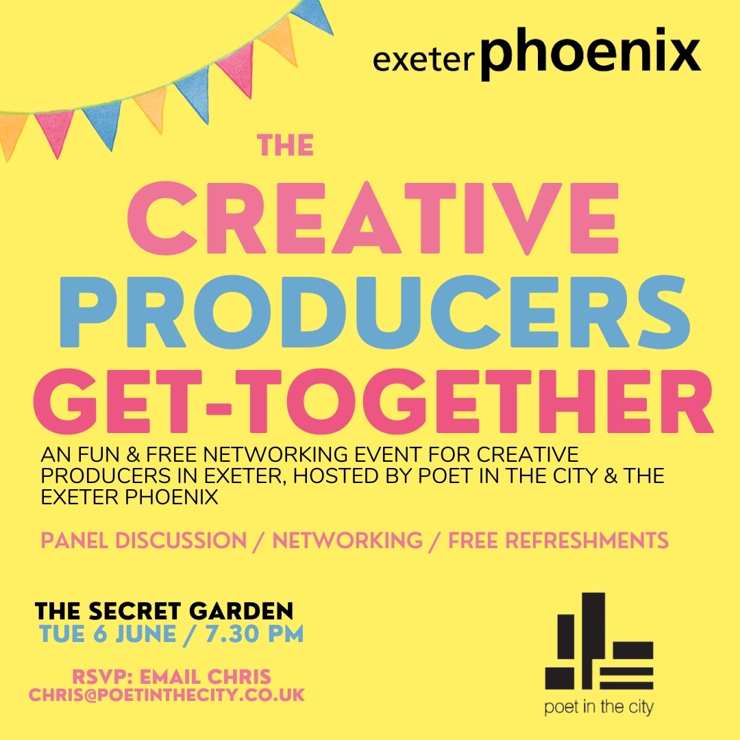 This is tonight! Creative Producers of Exeter, come along for nibble, a natter &amp; a free glass of wine <a href="/exeter_phoenix/">Exeter Phoenix</a> from 7.30 PM x

ww.exetercityofliterature.com/event-picks/th…